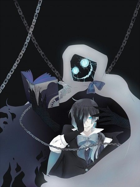 two anime characters with chains around their necks