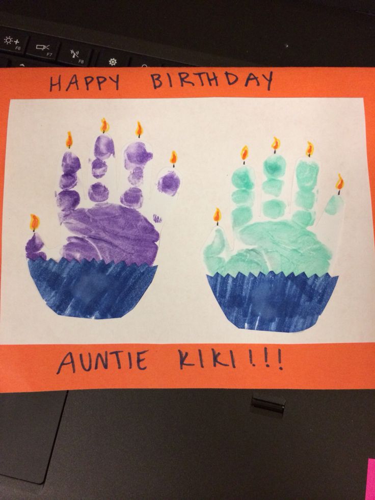 two handprints with candles on them that say happy birthday to anette kiki