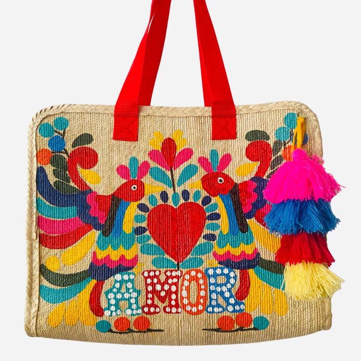 Welcome to SOLOLI, your whimsical haven for cute and boho-chic palm leaves tote bags adorned with hand-painted art. Prepare to be captivated by our collection inspired by the intricate Otomi patterns, infused with vibrant colors and bursts of love. Each bag is a unique work of art, carefully handcrafted and meticulously hand-painted, ensuring exquisite quality and attention to detail. Embrace the joy of self-expression with our one-of-a-kind palm leaves tote bags. Not only are they adorned with Painted Palm Leaves, Palm Leaf Bag, Dance With You, Hand Painting Art, Boho Vibe, Palm Leaves, Boho Chic Fashion, Medium Bags, Brighten Your Day