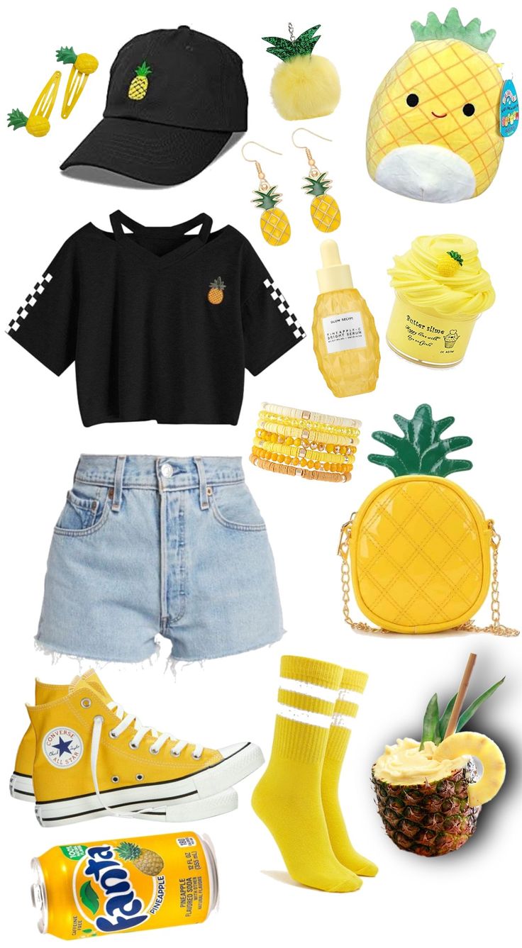 Food Inspired Outfits, Fruit Outfits, Squishmallow Aesthetic, Fruit Outfit, Pineapple Outfit, Watermelon Outfit, Foodie Outfit, Pineapple Clothes, Mood Clothes