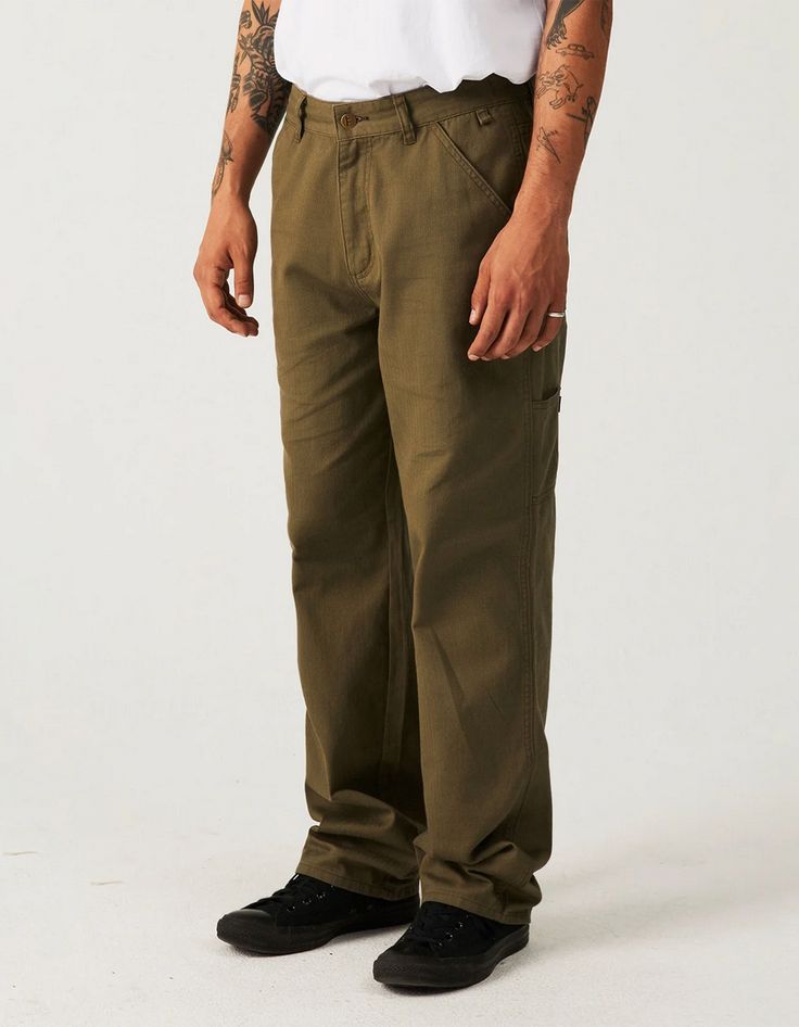 Former Distend Vt Pants. Button Closure. Wide Fit. Slant Hand Pockets. Dual Back Pockets. Woven Label On Back Right Pocket. Dual Utility Pockets. Former Embroidery Detail And Custom Hardware. 100% Cotton. Machine Wash. Imported. Relaxed Fit Cotton Work Pants With Button Closure, Utility Full Length Pants With Button Closure, Casual Khaki Cargo Pants With Button Closure, Relaxed Fit Full-length Pants With Button Closure, Khaki Cotton Cargo Pants With Button Closure, Relaxed Fit Cotton Cargo Pants With Button Closure, Khaki Wide Leg Pants With Button Closure, Spring Utility Bottoms With Buttons, Casual Full Length Buttoned Pants