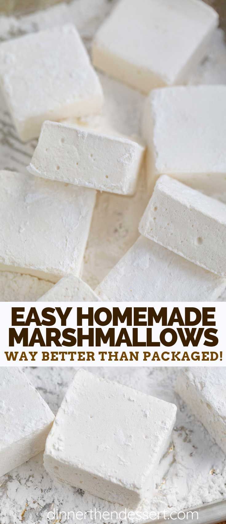 homemade marshmallows in a bowl with text overlay