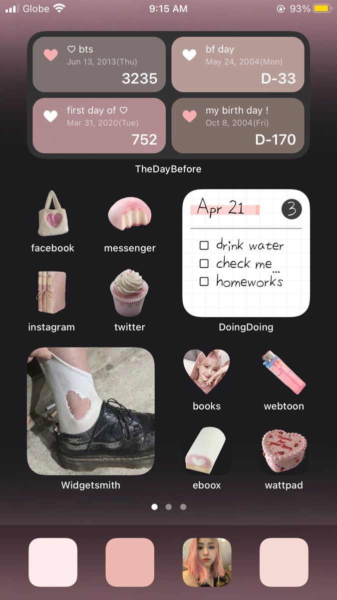 an iphone screen with pink and black images on the bottom right corner, texting about what to do