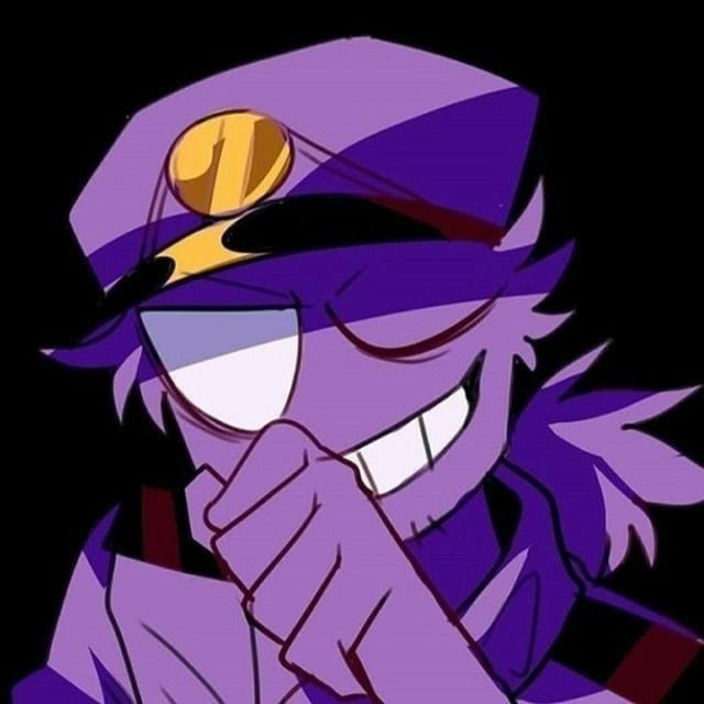 an anime character wearing a purple uniform and holding his hand up to his mouth while looking at the camera