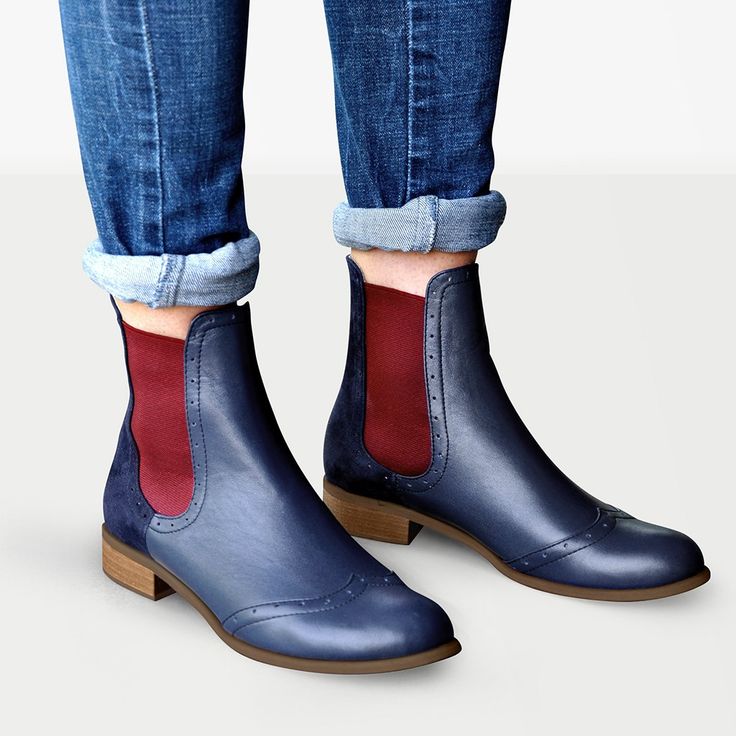 High Quality Leather; upper & lining Man-made sole 2.5 cm / 1.0" heel height 14 cm / 5.5" shaft height Handcrafted in Europe Materials: These Chelsea boots in dark blue shades with contrasting red elastics will make a great addition to your wardrobe. For a dash of originality, the rounded-toe pair is adorned with suede leather at the heel and brogue details. Leathers: Navy Blue Soft, Dark Blue Velvet Elastic: Burgundy Decorations: Brogues Sole: Beige #1685 CUSTOMIZEBANNER9987925889_ Leather Chelsea Boots With Textured Sole, Leather Chelsea Boots With Textured Sole And Round Toe, Leather Lined Chelsea Boots With Round Toe For Galas, Leather Chelsea Boots With Rubber Sole And Flat Heel, Chelsea Boots With Rubber Sole And Calf Leather, Chelsea Boots In Calf Leather With Rubber Sole, Round Toe Calf Leather Chelsea Boots For Galas, Calf Leather Chelsea Boots With Round Toe For Galas, Fall Boots With Rubber Sole And Low Heel