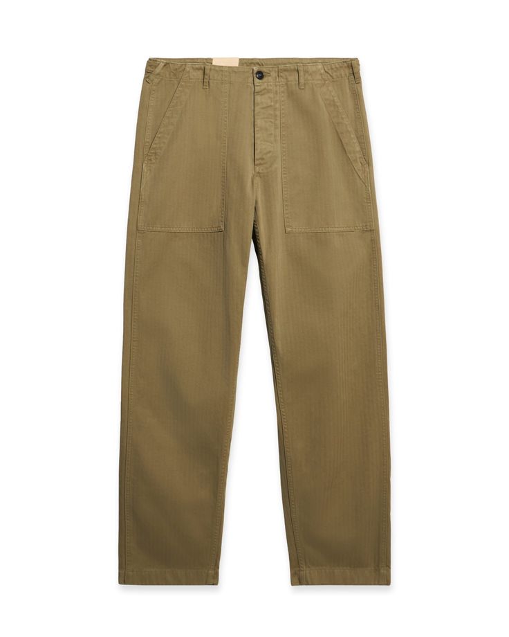 FORTELA olive green trousers. Two front patch pockets. Two back patch pockets with flap and button. Loose fit. Adjustable buttons on the waist. Front Closure with Buttons. Herringbone fabricComposition: 100% Cotton Olive Military Cargo Pants With Patch Pockets, Utility Cargo Pants With Button Closure, Utility Khaki Pants With Button Closure, Khaki Utility Pants With Button Closure, Olive High-waisted Bottoms With Pockets, Utility Khaki Pants With Welt Pockets, Khaki Utility Pants With Welt Pockets, Khaki Chinos With Belt Loops Straight Fit, Utility Khaki Pants With Flap Pockets