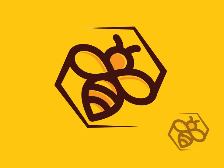 the bee is sitting on top of the honeycomb, and it's logo has been changed