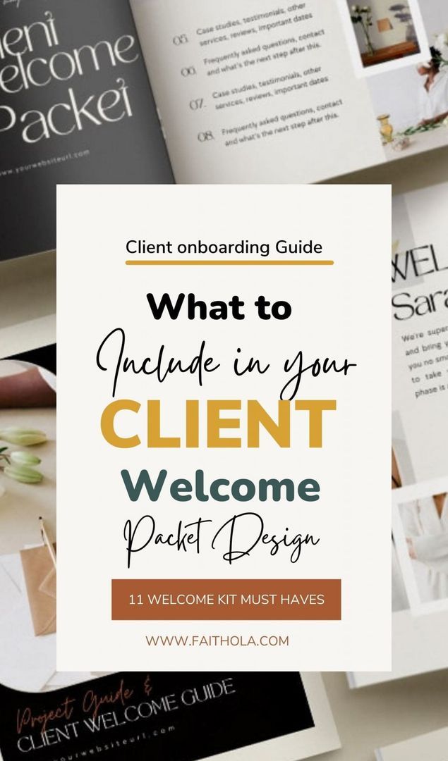 an open book with the title what to include in your client welcome page