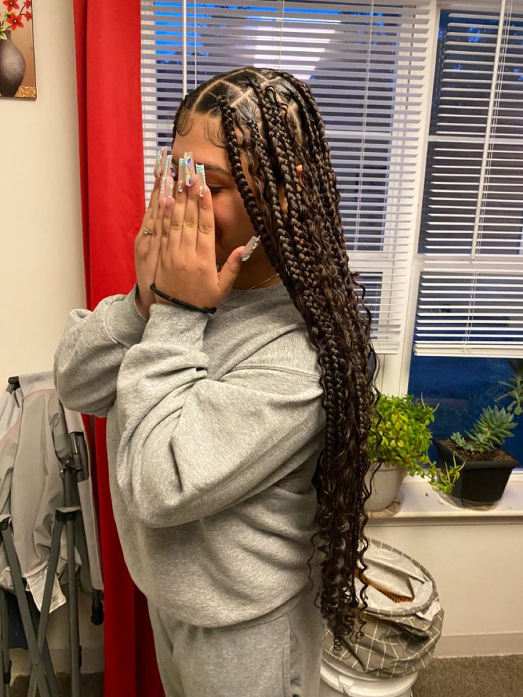 Bohemian Knotless Braids, Bohemian Knotless, Short Box Braids Hairstyles, Braided Hairstyles For Black Women Cornrows, Beautiful Black Hair, Big Box Braids Hairstyles, Goddess Braids Hairstyles, Quick Natural Hair Styles, Braided Cornrow Hairstyles