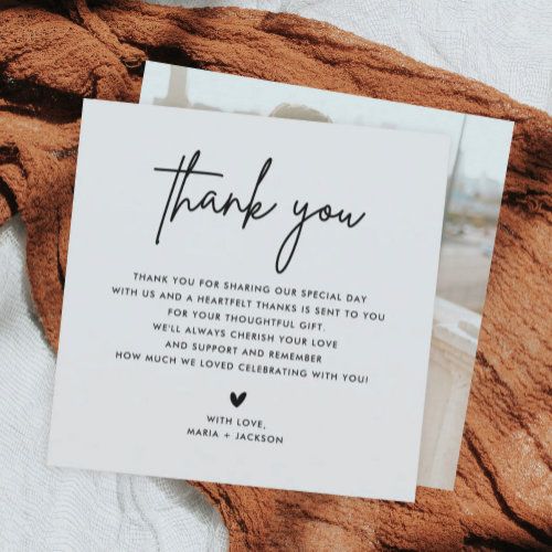 a thank card that says, thank you