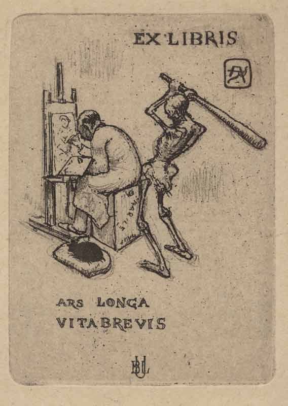 an old book with a drawing of a man working on a piece of equipment in it