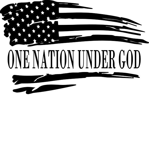 an american flag with the words one nation under god written on it in black ink