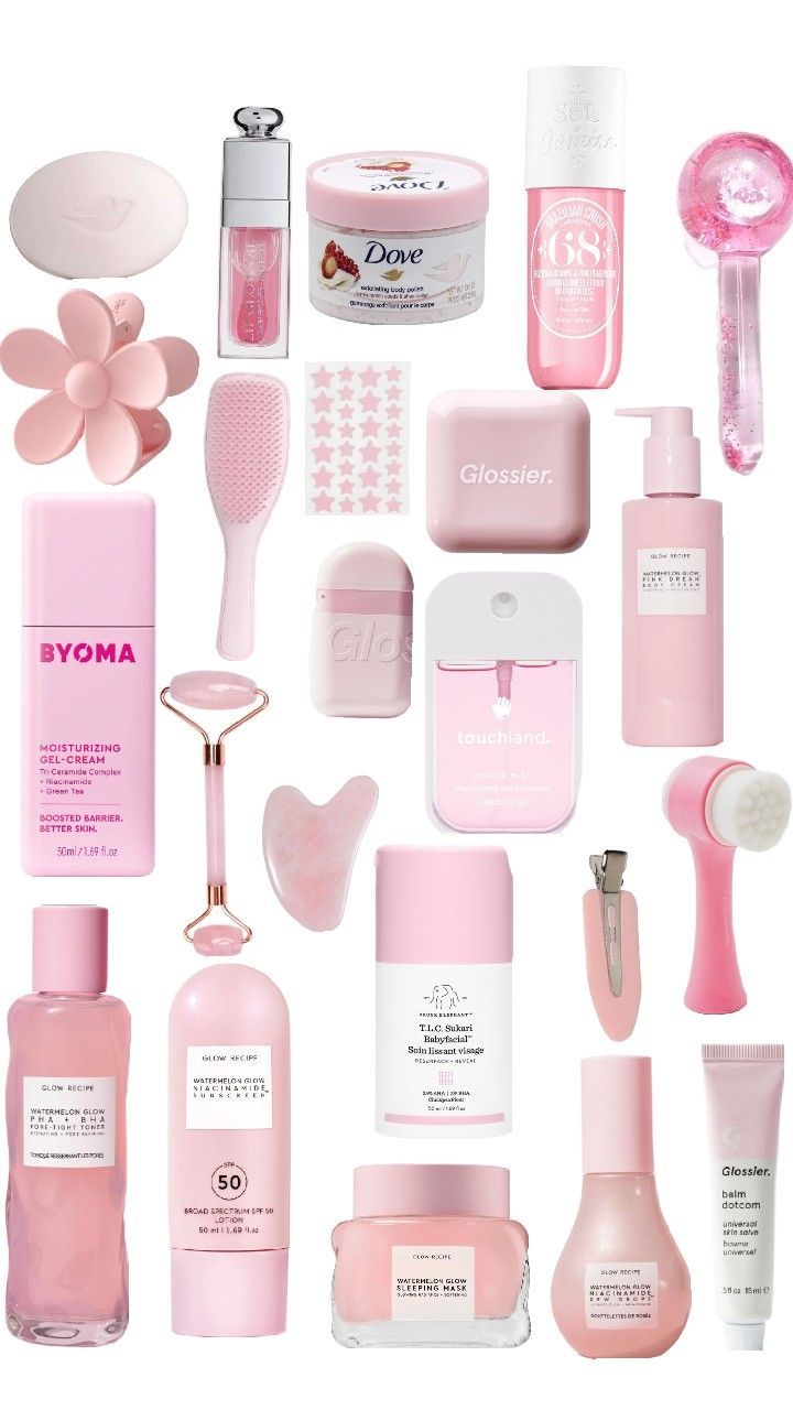 Skin care rosa Pink Skin Care Products, Sephora Skin Care Products, Pink Body Care Products, Pink Skin Care Aesthetic, Pink Beauty Products Aesthetic, Pink Skincare Aesthetic, Skin Care Products Aesthetic, Skin Care Aesthetic Pictures Pink, Cute Pink Skincare