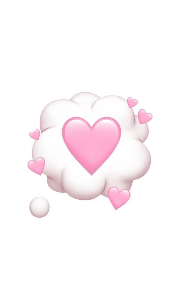 a heart shaped cloud with pink hearts floating around