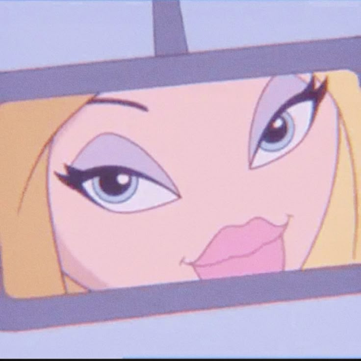 an animated image of a woman's face through a mirror