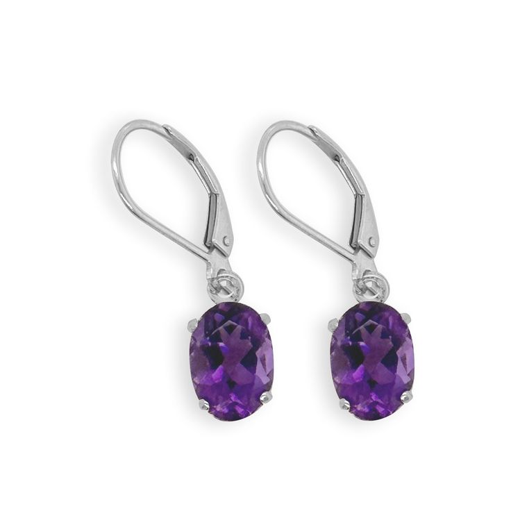 If purple is your color then look no further. These petite oval shaped Amethyst earrings with a total weight of 1.33 carats are a deep purple but not so dark that you can’t see the wonderful faceting. They dangle approximately 1 inch and have lever backs so they will stay securely in your ears, allowing you to wear them every day.Fun Fact: Amethysts are said to provide a shield around your body against low energy. Specifications: Sterling silver Amethyst 1.33 ctw Length 1 inch Purple Oval Earrings With Gemstone Accents, Classic Oval Earrings With Gemstone Accents, Oval Amethyst Earrings With Gemstone Accents, Classic Teardrop Purple Earrings, Silver Spinner Rings, Sapphire Color, Amethyst Earrings, Low Energy, Gemstone Bracelets