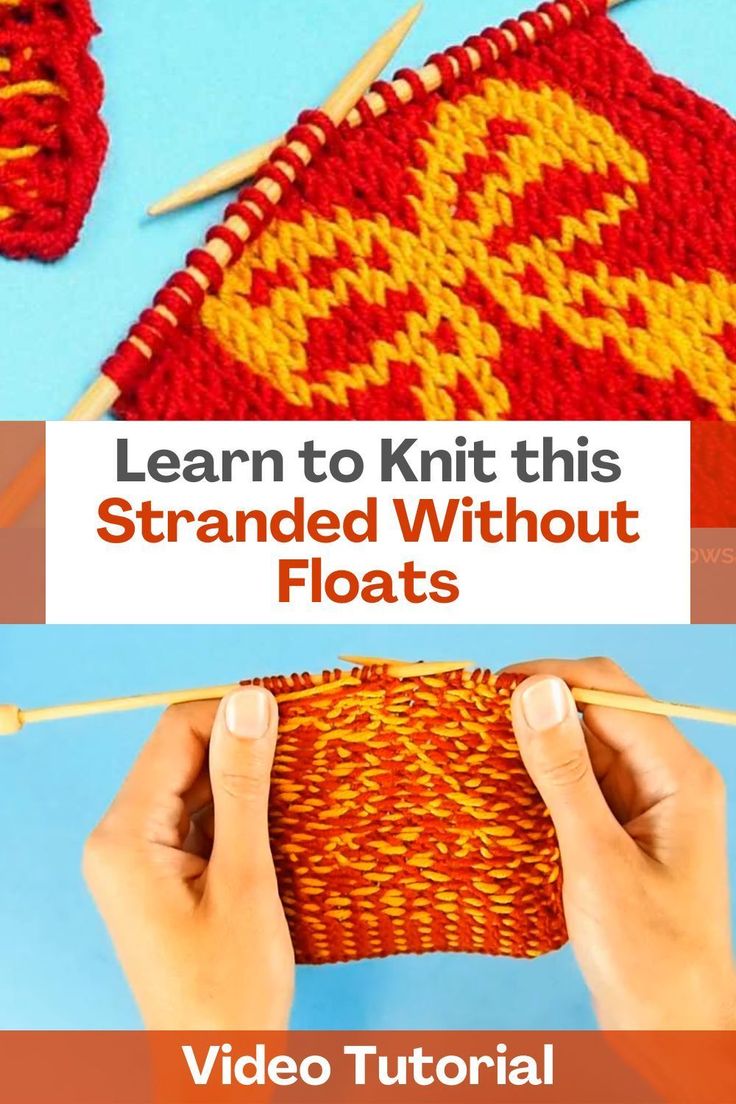 the video is showing how to knit this stranded without flots with yarnsticks