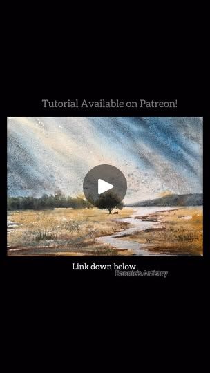 a painting with the title link down below it and an image of a tree in the distance