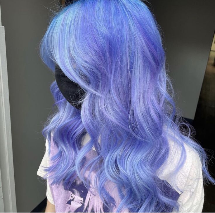 Periwinkle And Purple Hair, Light Blue Purple Hair, Blue Lavender Hair, Twyla Restyle, Periwinkle Blue Hair, Purple Hair Light, Hair Color Ideas Bright, Neon Purple Hair, Bright Hair Color Ideas