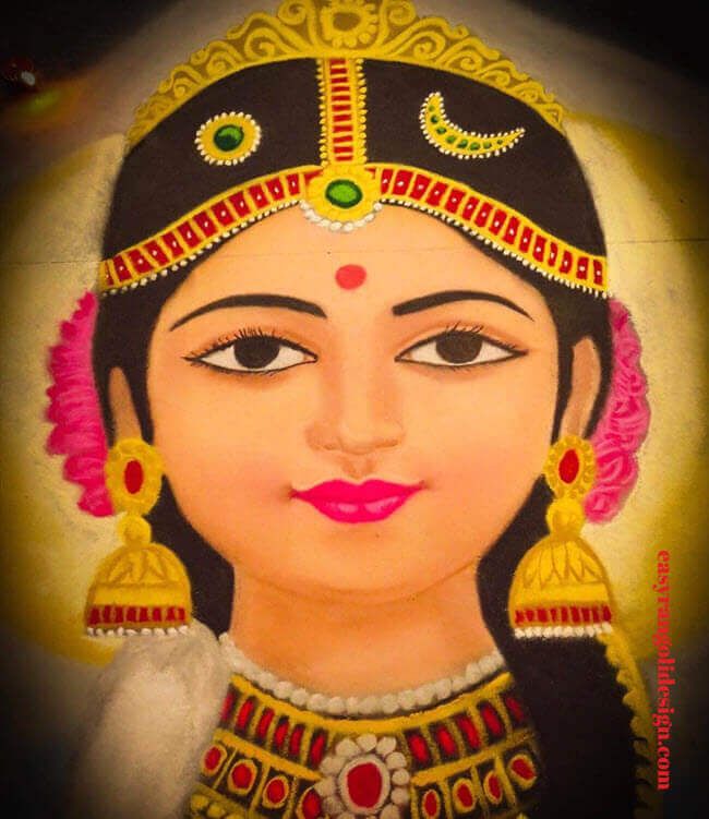 50 Face Rangoli Designs (Rangoli Ideas) - October 2019 Face Rangoli Designs, Rangoli Portrait, Laxmi Rangoli, Face Rangoli, Portrait Rangoli, Sanskar Bharti Rangoli Designs, Rangoli Designs For Competition, Creative Rangoli, Poster Rangoli