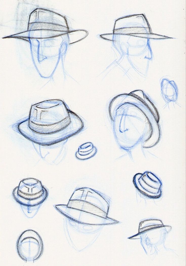 several hats are shown in this drawing