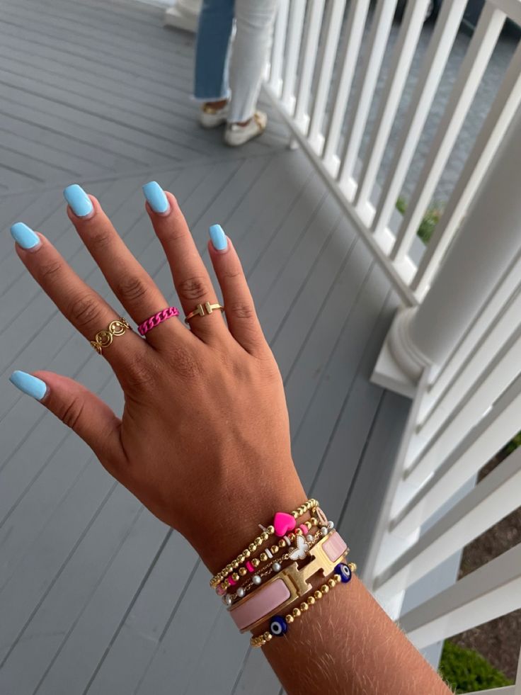 Nails In Blue, Summer Nail Art Designs, Spring Break Nails, Beachy Nails, Nail Goals, Summer Nail Art, Trendy Patterns, Preppy Jewelry, Broken Nails