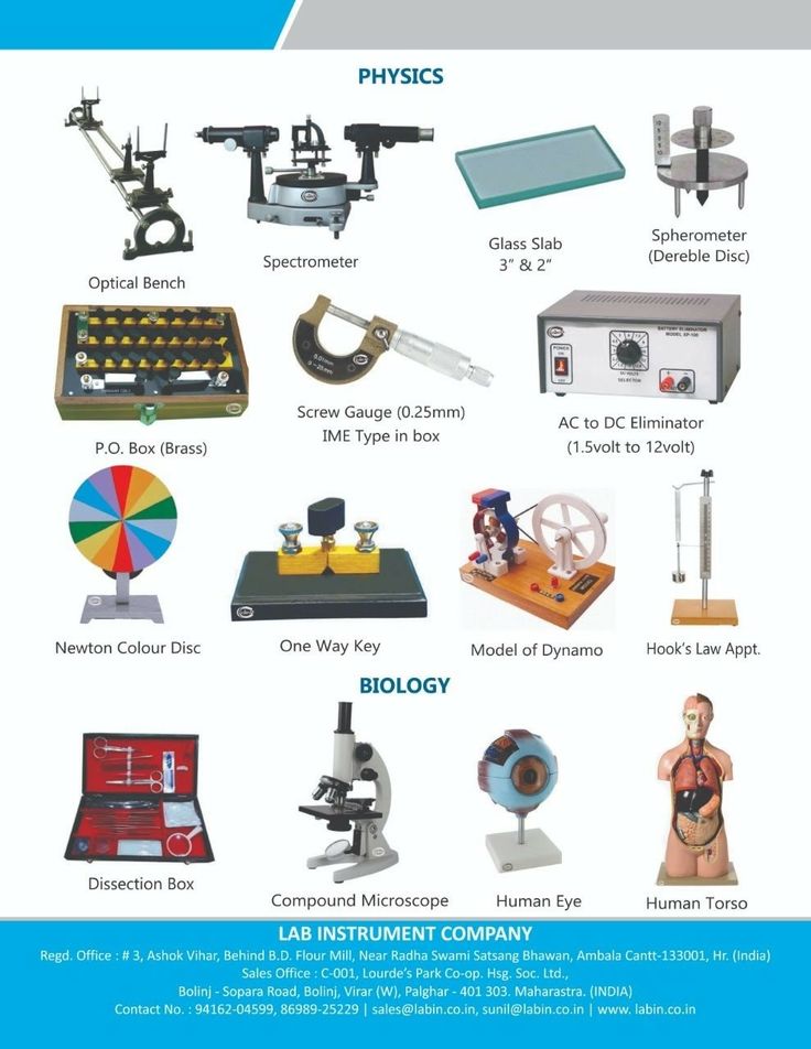 the poster shows different types of microscopes and other items that are on display in front of