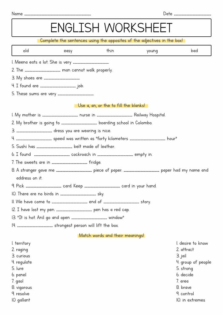 an english worksheet with the words and phrases for each subject in this language