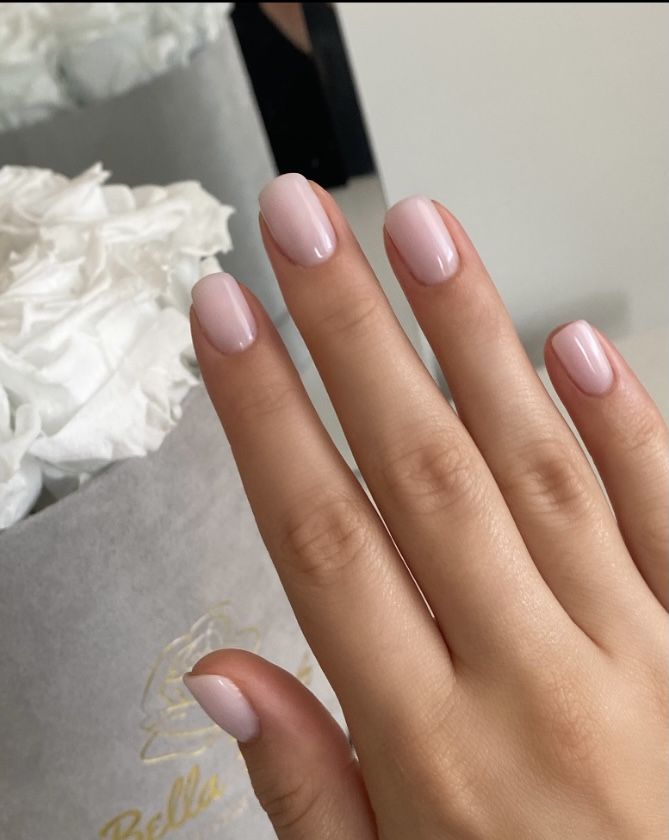 Short Clean Pink Nails, Pale Pink Squoval Nails, Short Nails Milky Pink, Light Natural Nails, Light Pink Painted Nails, Clear Round Nails, Short Baby Pink Nails, Light Pink Short Nails, Short Light Pink Nails