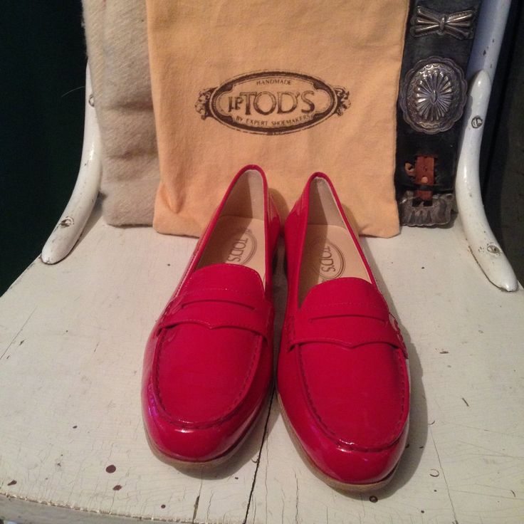 Shiny Red Leather Tod's Loafers. Either Never Worn Or Worn Just Once, The Shoes Really Look Better Than In The Photo Of The Bottoms. Size 41 Eur (Women's 11 Us). Classic Red Loafers For Fall, Red Moccasins With Leather Sole For Work, Red Leather Sole Moccasins For Work, Red Loafers With Rubber Sole For Spring, Red Almond Toe Loafers For Fall, Red Loafers With Red Sole For Fall, Classic Red Almond Toe Loafers, Classic Red Loafers With Round Toe, Classic Red Round Toe Loafers