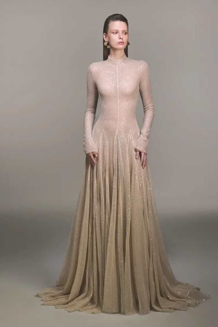 Winter Gowns Elegant, Elegant Beige Dress, Winter Evening Dress, Beige Gown, Elegant Long Sleeve Wedding Dresses, Modest Evening Gowns, Cream Caramel, Vintage Evening Gowns, Accessories Making