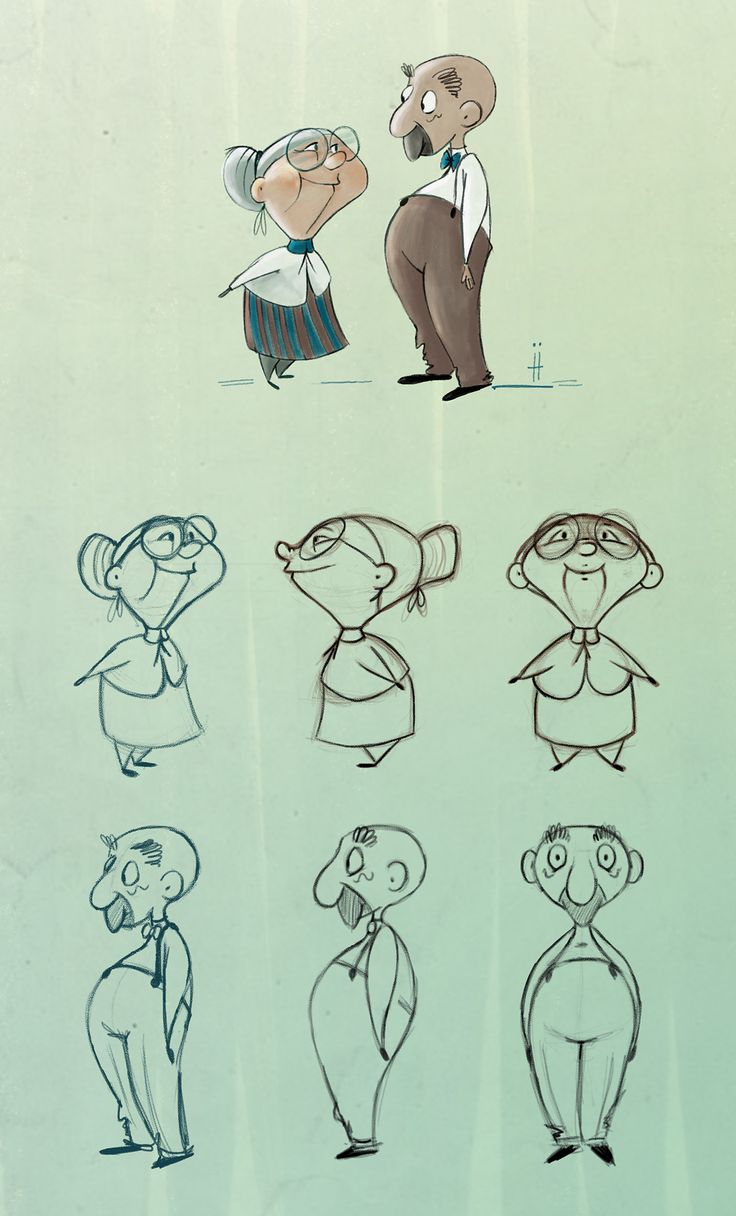 some cartoon characters are standing in different poses