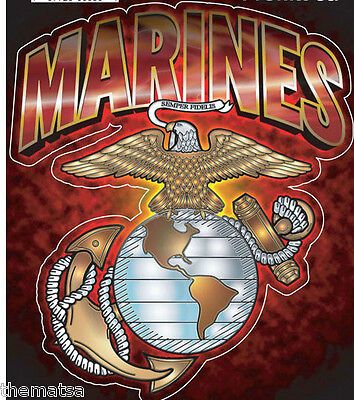 an image of marines sticker on the back of a bag