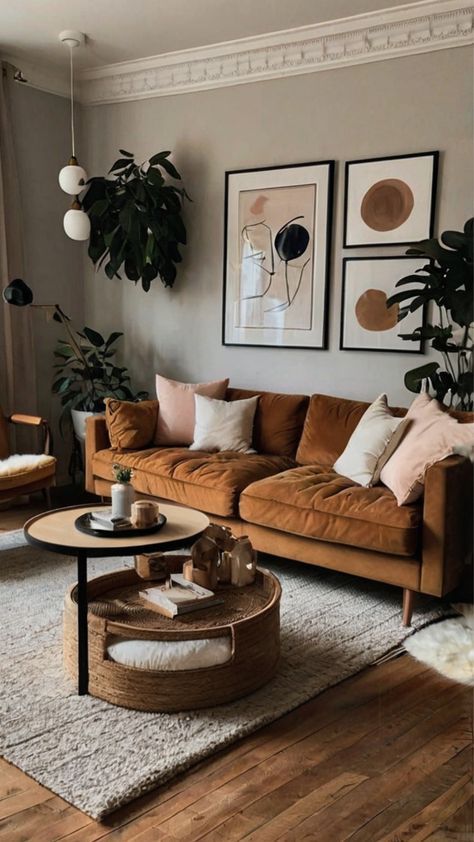 a living room filled with furniture and plants