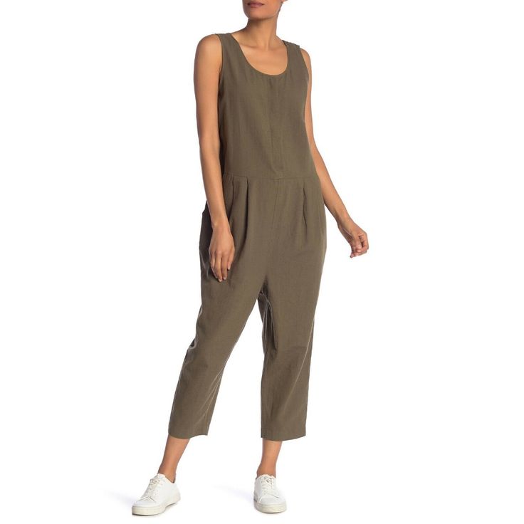 Brand: Eileen Fisher Type: Jumpsuit Style: Sleeveless Size: Medium Condition: Brand New W/ Tag - Has A Retail Price Tag Of $228 Color: Olive Green Material: 86% Organic Cotton, 7% Linen, 7% Ramie Description: Jumpsuit Is A Scoop Neck And Has Front Slash Pockets. Has Hidden Sided Zip Closure And Front & Back Waist Pleats. Style Runs Large. Measurements: Waist (Un-Stretched): 21.5" Waist To Bottom: 35.5" Inseam: 21" Rise: 14.5" Full Length From Collar To Hem: 55" Sleeveless Jumpsuits And Rompers For Daywear, Chic Sleeveless Overalls For Workwear, Chic Sleeveless Jumpsuits And Rompers For Day, Sleeveless Overalls For Spring Workwear, Spring Sleeveless Overalls For Workwear, Olive Jumpsuit, Jumpsuit Style, Pleated Jumpsuit, Silk Jumpsuit