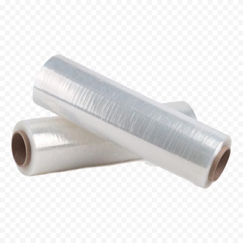 two rolls of clear bubble wrapper sitting on top of each other in front of a white background