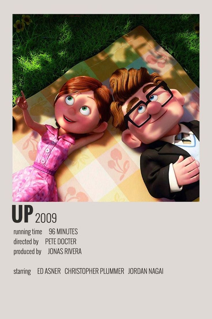 the movie poster for up 2009 with two people laying on a blanket in the grass