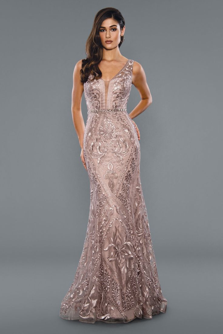 Stella Couture 20032 Long Fitted Shimmer Lace formal prom pageant dres – Glass Slipper Formals Mother Of The Quinceanera Dresses, Rose Gold Formal Dress, Rose Gold Wedding Dress, Pink Evening Gowns, Mother Of The Bride Dresses Long, Pink Dusty, Mother Of The Bride Gown, Shimmer Dress, Mother Of Groom Dresses