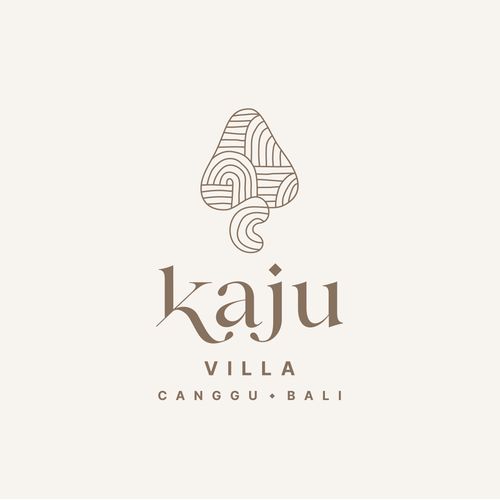 the logo for kaju villa canggu - bali, which has been designed to resemble