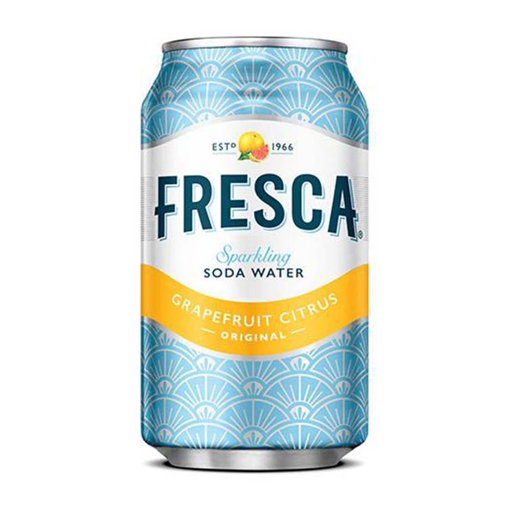 fresca sparkling soda water with grapefruit citrus in a can on a white background