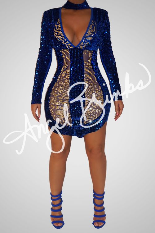 Beautiful blue sequined dress featuring blue lycra and gold glitter lace. Item is stretchy and includes a zipper in the back. Materials might change depending on inventory. Model's body measurements are: Bust 34D, waist 26, hips 41. Height 5'1, 5'5 with heels on. Length of items may stop longer on model than someone who is taller! This item can be customized. Items made to measurements are not returnable. Blue Sequins Dress, Blue Sequin Dress, Sequined Dress, Leggings Sale, Maxi Gowns, Bustier Top, Crop Top Blouse, Model Body, Plus Size Jeans