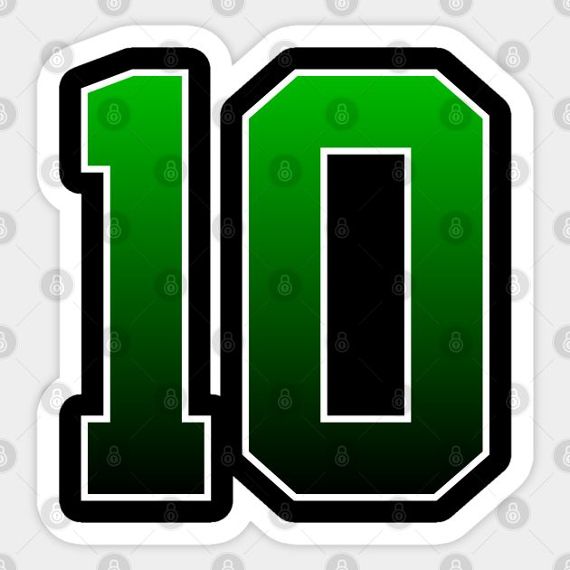 the number 10 in green on a white background