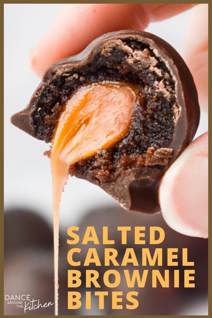 salted caramel brownie bites on a stick