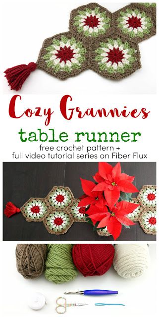 crochet christmas table runner pattern with poinsettis