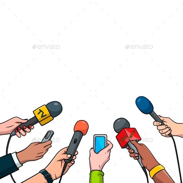 several people holding microphones and talking to each other - miscellaneous objects / conceptual characters