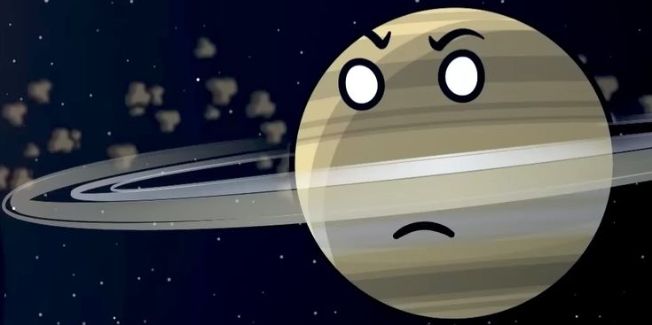 an animated image of the planet saturn with its face drawn on it's side