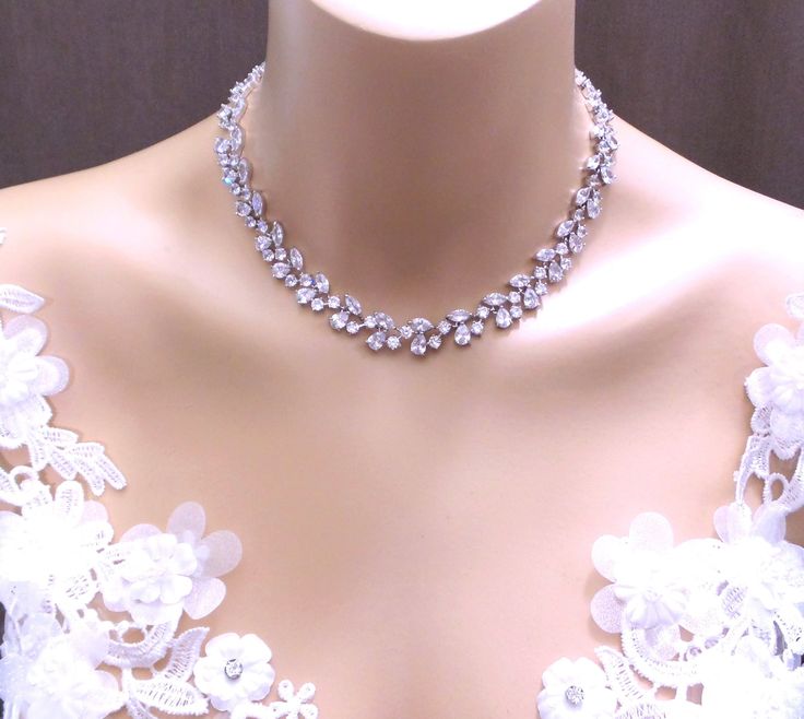 Tarnish resistant rhodium plated metal framed multi-shape luxury AAA quality clear white cubic zirconia statement vine necklace.  matching bracelet and earrings available. Standard 15 16 18 inch. ( can add 2 inch chain extender - just convo me!)  12mm wide matching earrings and bracelet available and sold separately. https://www.etsy.com/listing/543885819/bridal-jewelry-bracelet-prom-wedding?ref=shop_home_active_2 https://www.etsy.com/listing/226142252/bridal-jewelry-bracelet-prom-wedding?ref=sh Bridal Jewelry Bracelets, Necklace Prom, Statement Jewelry Necklace, Wedding Bridesmaid Jewelry, Prom Jewelry, Wedding Bridal Jewellery, Bridesmaid Bracelet, Matching Bracelet, Bridal Bracelet