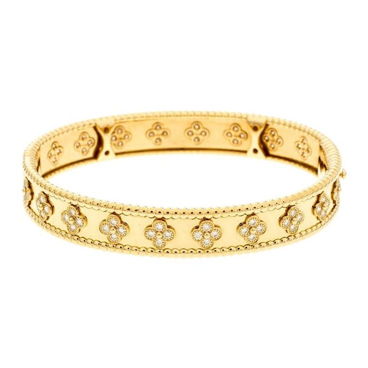 Van Cleef & Arpels Perlee Clover Diamond 18k Yellow Gold Bracelet L Van Cleef Arpels Perlee, Van Cleef And Arpels, Yellow Gold Bracelet, Van Cleef Arpels, Van Cleef, Gold Bracelet, Jewelry Accessories, Yellow Gold, Bracelet