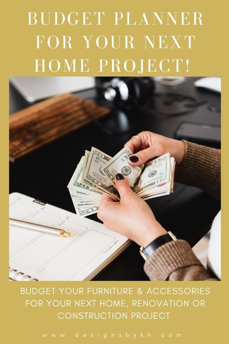 a woman holding money while sitting at a desk with the words budget planner for your next home project