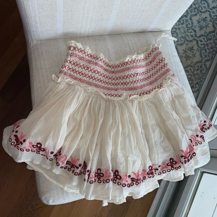 New With Tags, Eur Size 3, Us Size Xs. Please Let Me Know If You Have Any Questions! :) Spring Cotton Skirt With Smocked Bodice, White Mini Skirt With Smocked Bodice, Spring Pink Skirt With Smocked Bodice, Pink Skirt With Smocked Bodice For Summer, Pink Skirt With Smocked Bodice For Spring, White Smocked Bodice Mini Skirt, Cotton Tiered Skirt With Smocked Bodice, Cotton Mini Skirt With Smocked Bodice, Fitted Cotton Skirt With Smocked Back